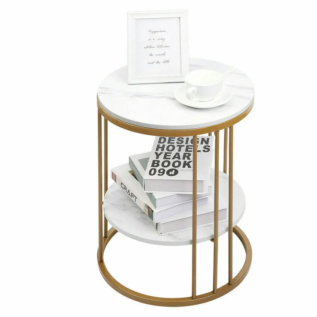 Round Coffee Table with Shelf - Metal Furniture