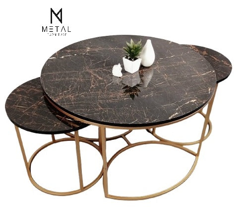 3 Pieces Round Center Table Set – Metal Furniture