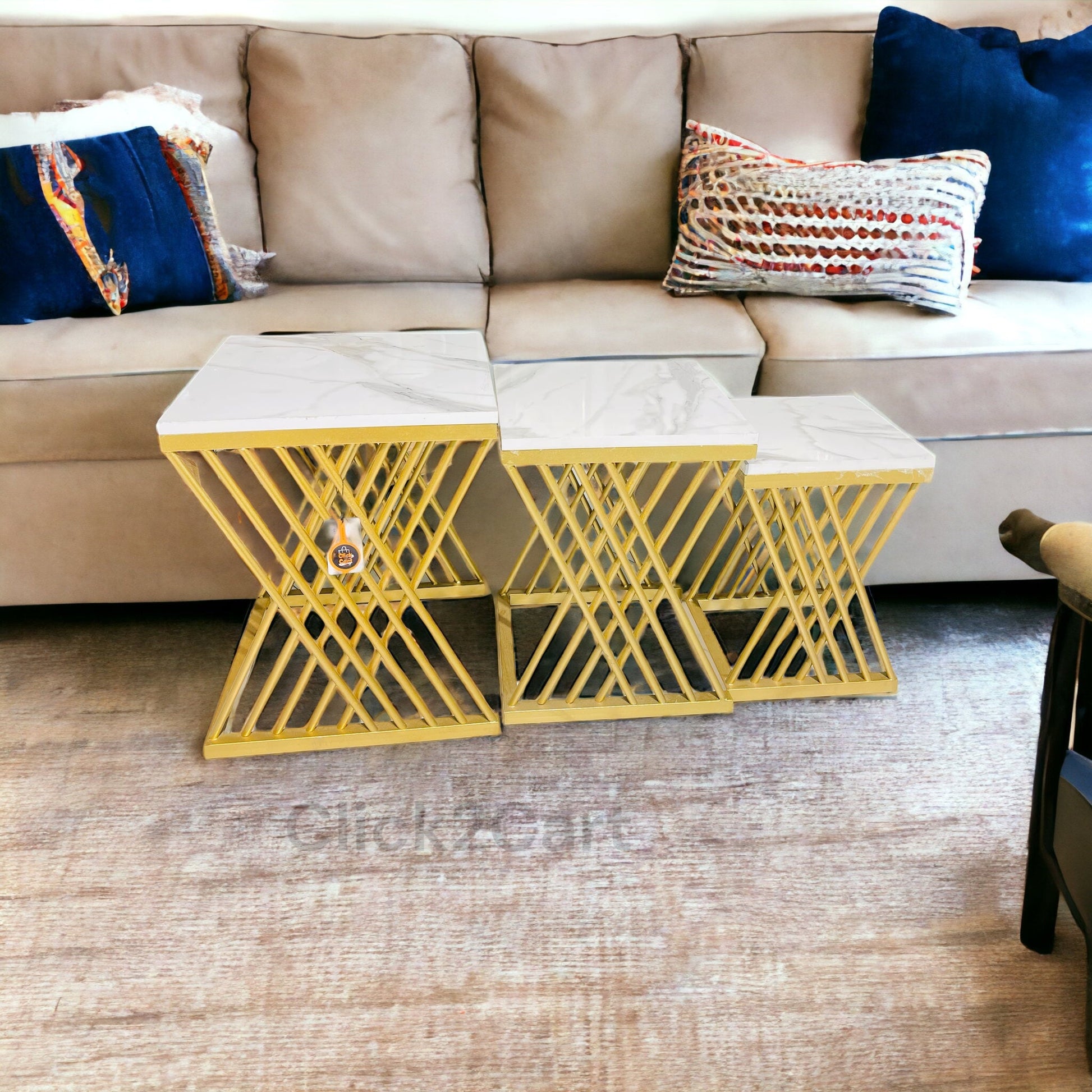 3pc Marble Nesting Table Set – Metal Furniture