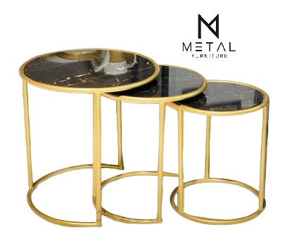 Round 3pc Nesting Table Set – Metal Furniture