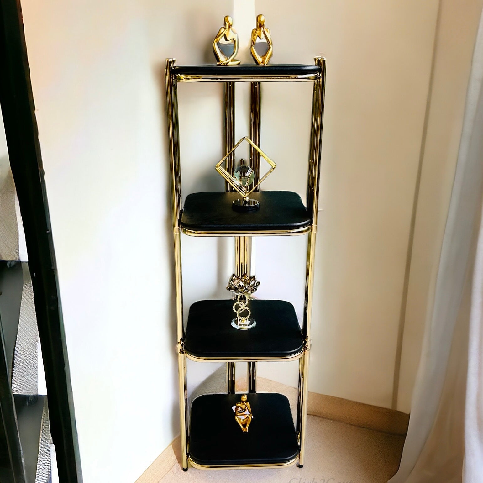 Gold Frame Rack Gold Finish Corner Rack – Metal Furniture