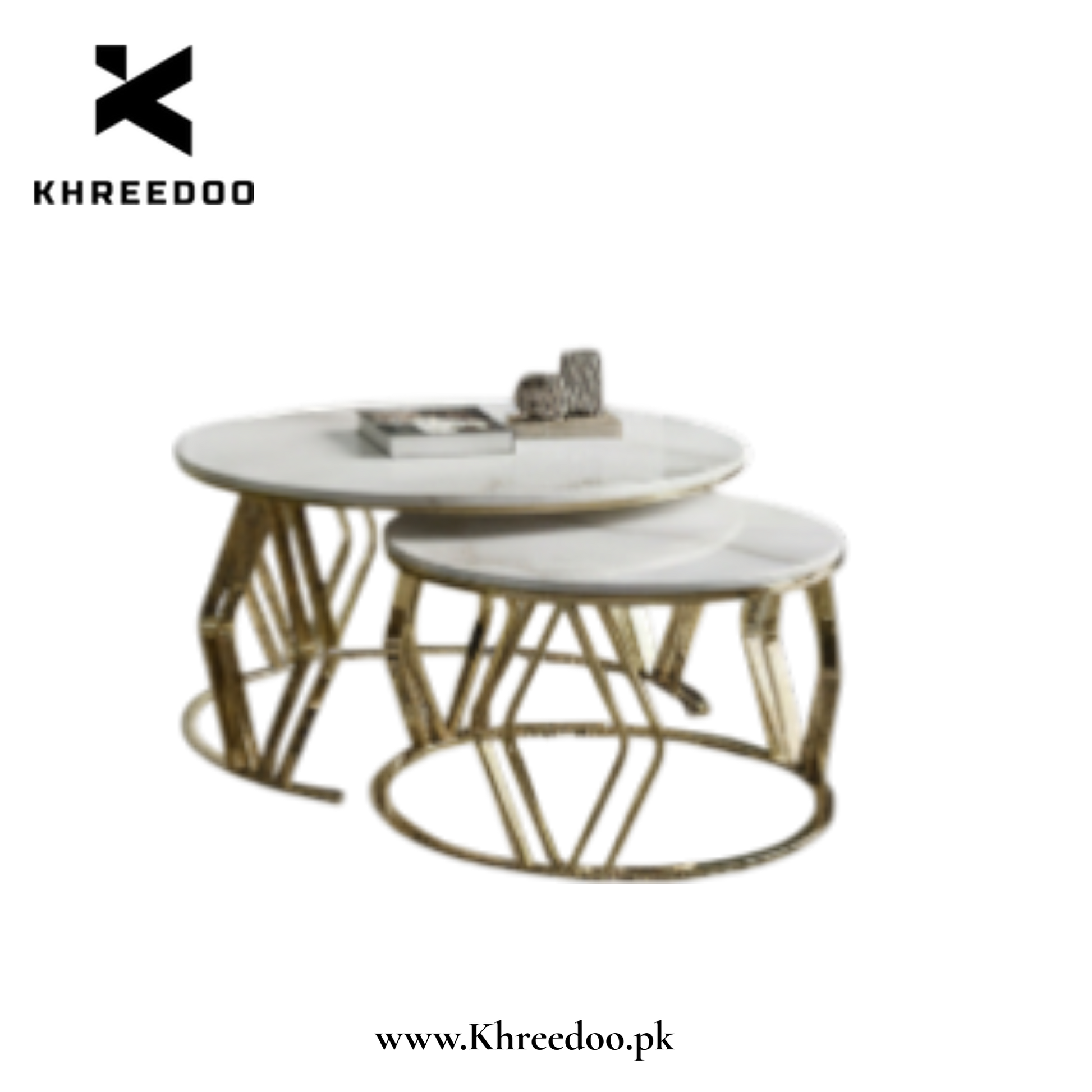 Modern gold metal center table set by Metal Furniture, stylish coffee tables for living room décor.