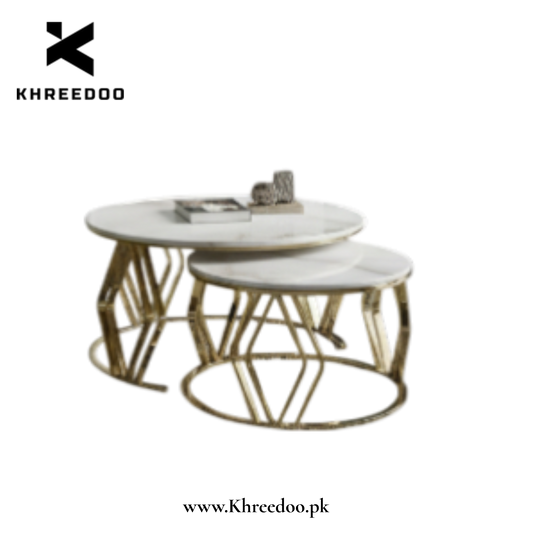 Modern gold metal center table set by Metal Furniture, stylish coffee tables for living room décor.