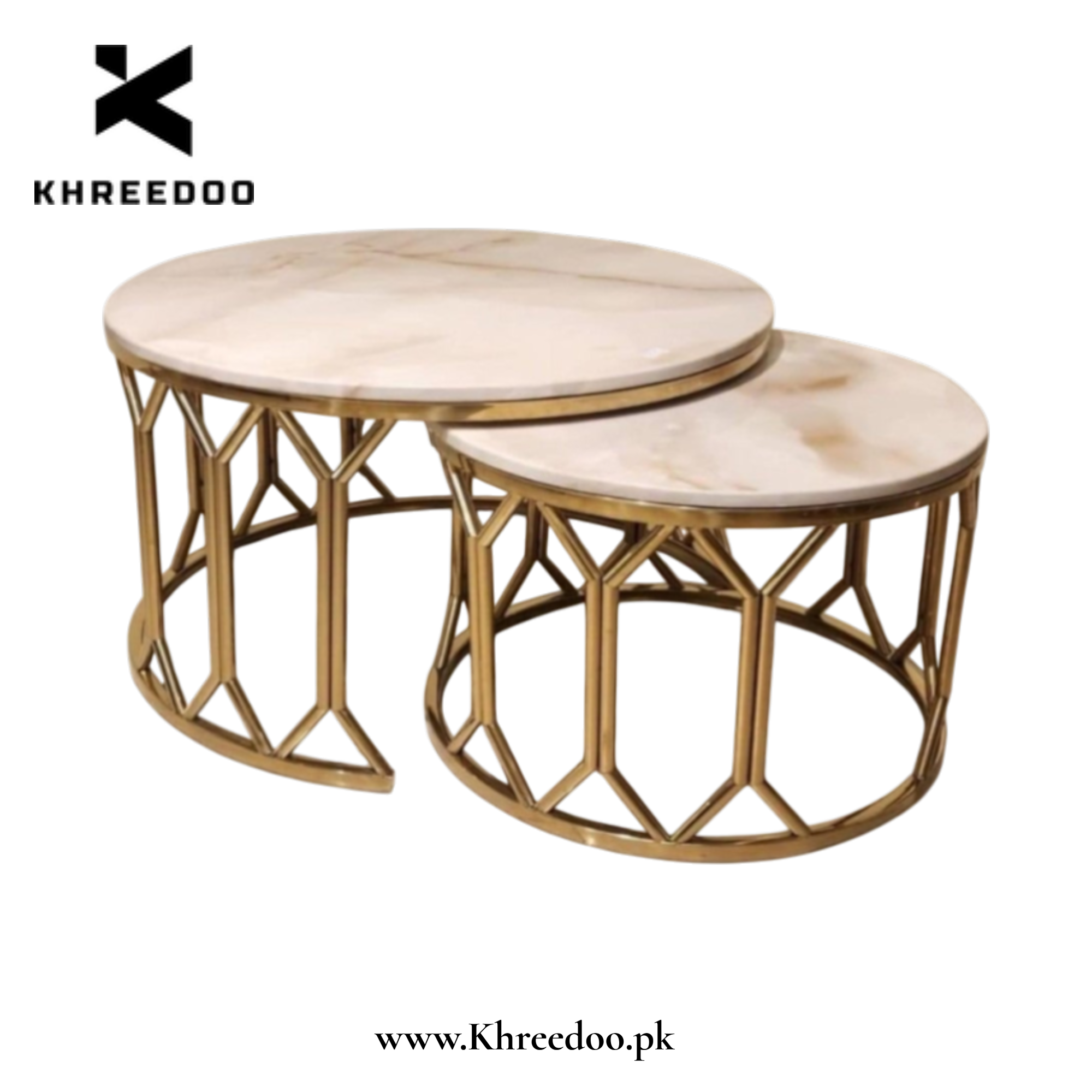 Premium Golden Round Center Tables - Modern Coffee Table Set for Living ...