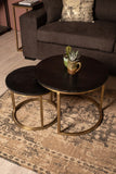 2 Pieces Round Half Circle Shape Nesting Table Set Living Room Furniture