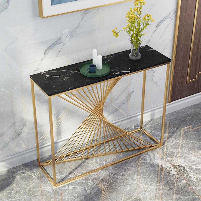 Curve Rode Based Console Table Luxury Look Marble Texture Top