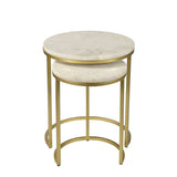 2 Pieces Round Half Circle Shape Nesting Table Set Living Room Furniture