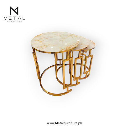 Nesting set wooden Marble texture top  (Set of 3)