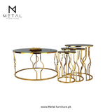 Elegant & Premium Style Round Center +  round Nesting Table Set (3 Pcs)