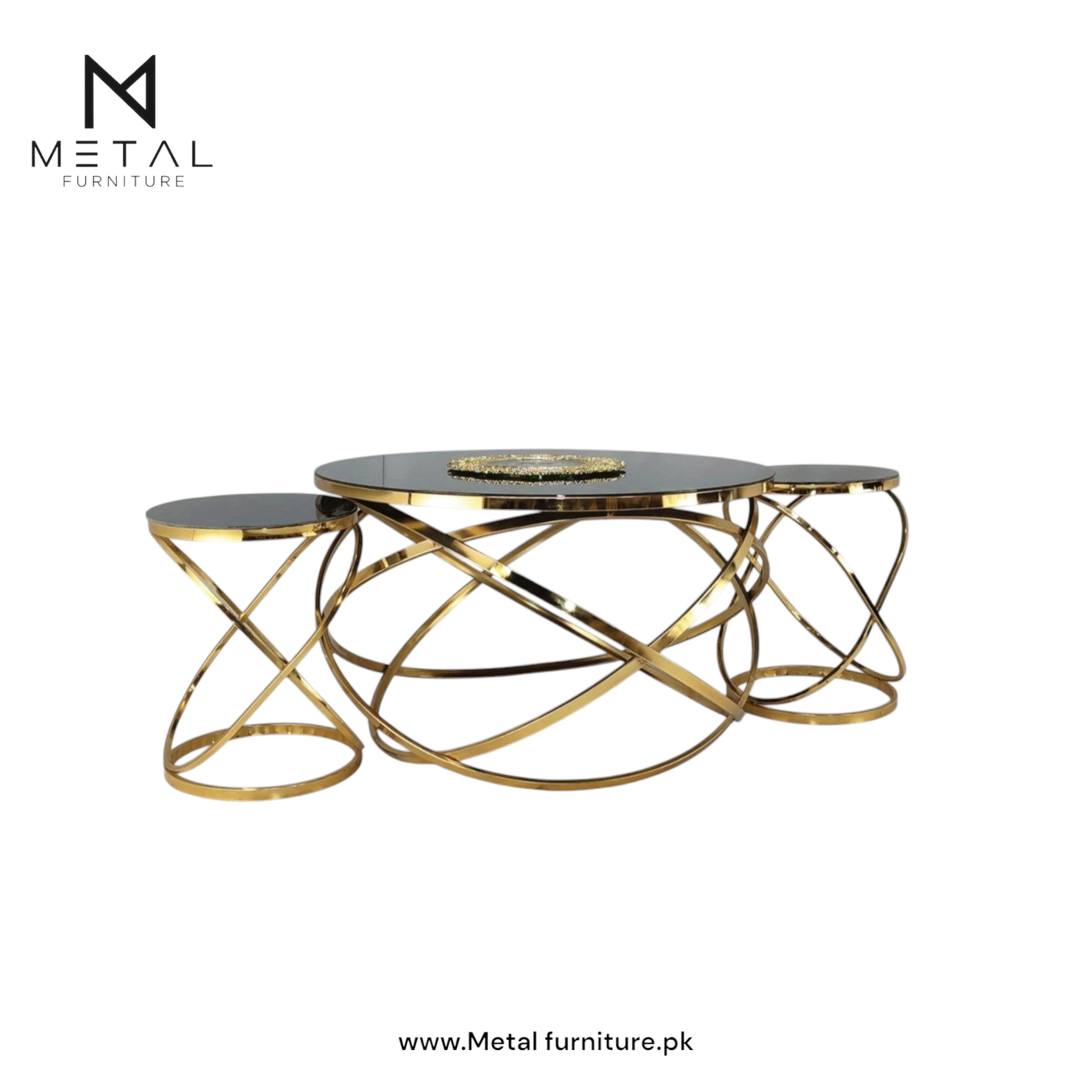 Center Ring Curve Table with Side Tables - Metal Furniture