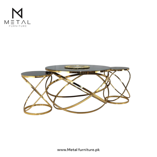 Center Ring Curve Table with Side Tables - Metal Furniture