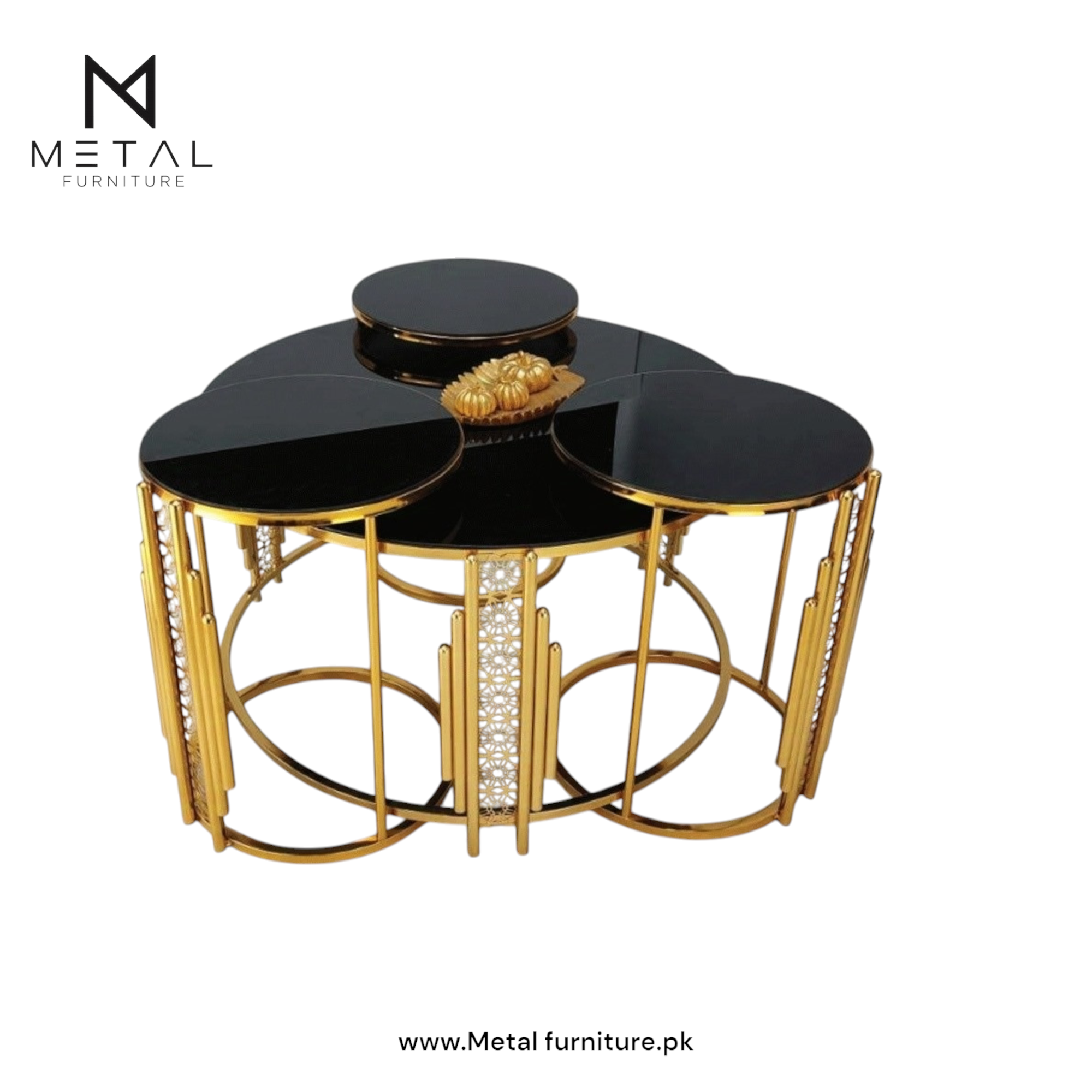 New Center Table with 4-Piece Nesting Table Set - Metal Furniture