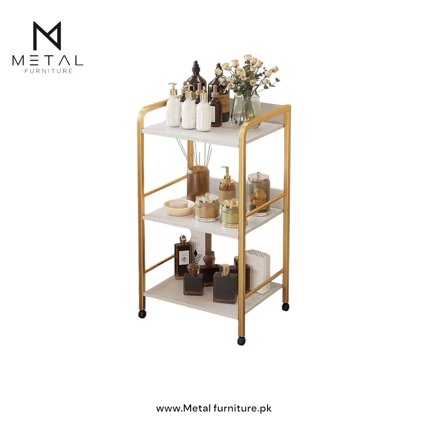 Modern Three-Layer Trolley with Wheels – Sleek, Durable & Multifunctional