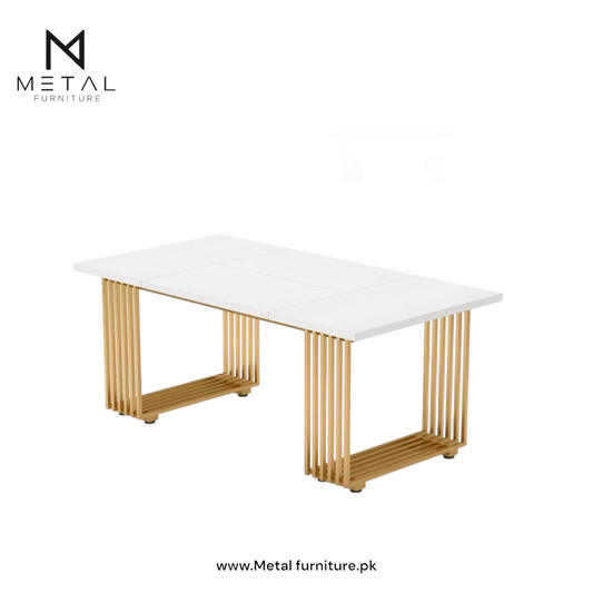 Modern Luxury Design Golden Metal Legs Dining Table With Marble texture Top for 6 People for Dining Room Furniture