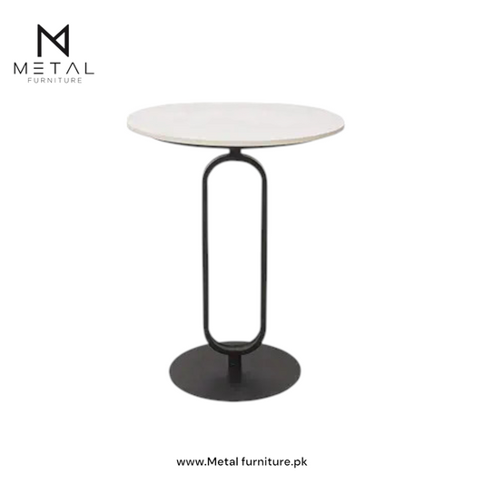Side Table with Marble Texture Top Metal Round Table Modern Sofa Side End Table Side Desk for Couch Living Room Bedroom