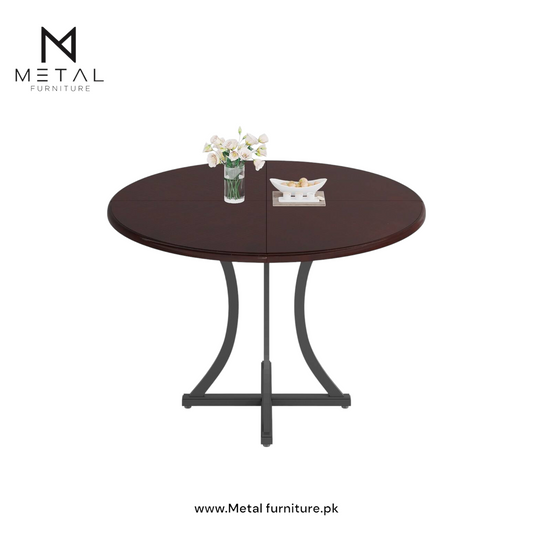 Round Dining Table, Circle Kitchen Table with Metal Base wooden marble texture sheet only dining table