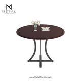Round Dining Table, Circle Kitchen Table with Metal Base wooden marble texture sheet
