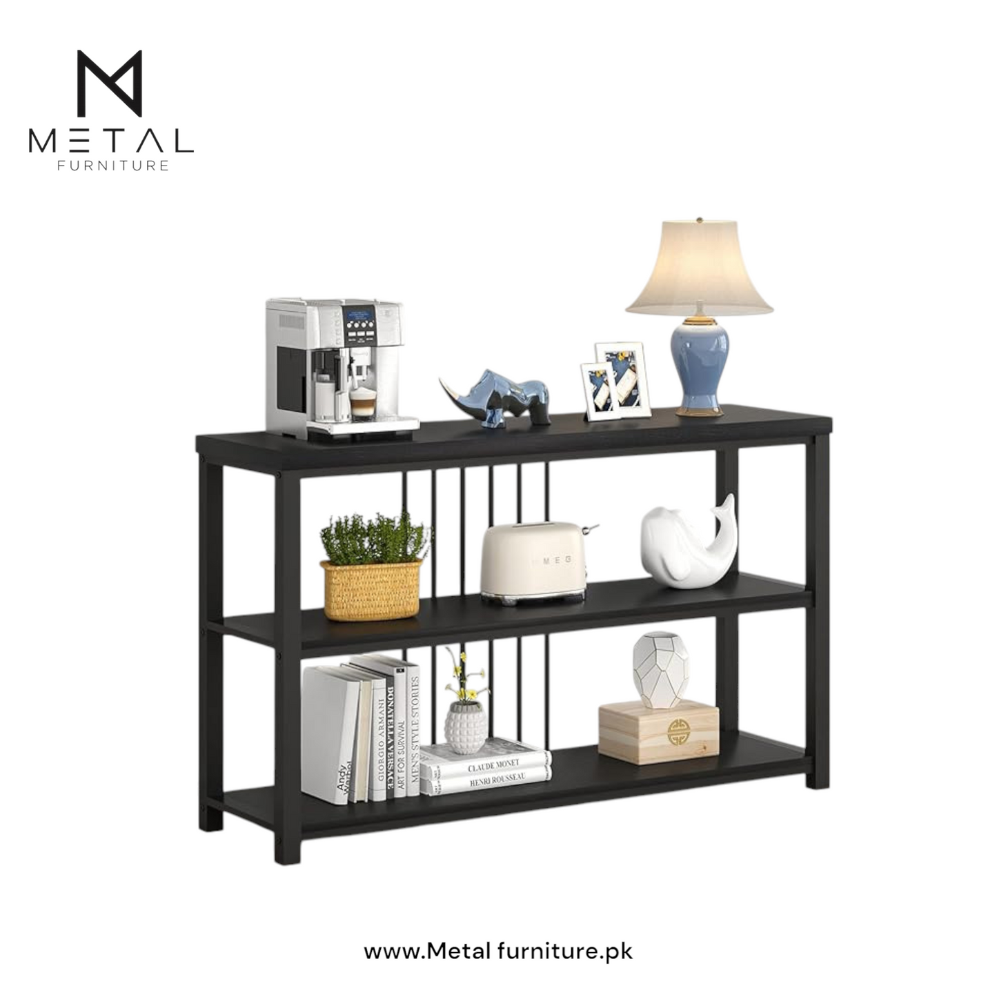 Modern elegance Metal Furniture console table with slim design, ideal for entryway or hallway decor, showcasing sleek metal accents.