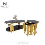 Modern Metal Oval Center Table + Nesting Tables – Elegant &amp; Space-Saving