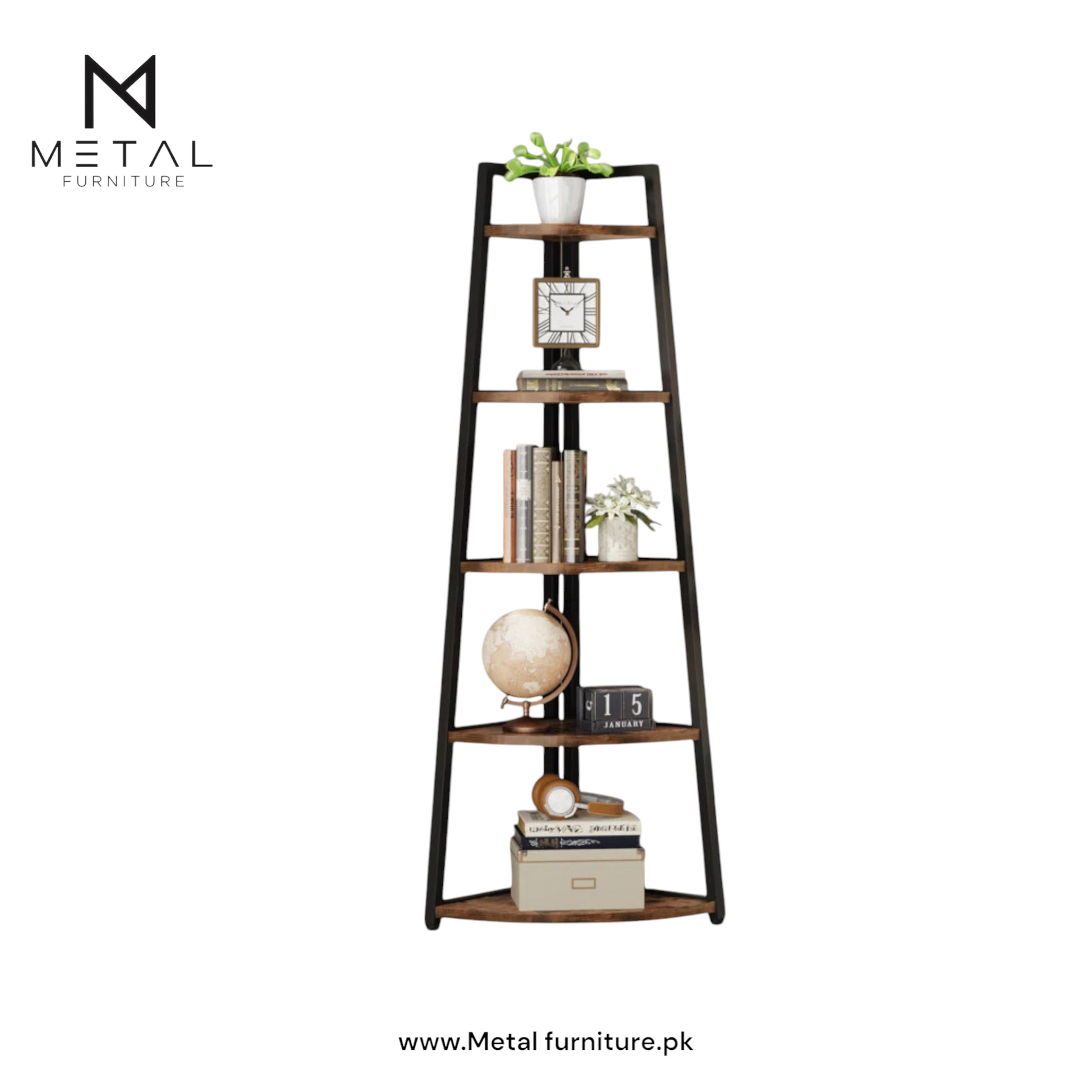 Table Coner Rack Modern Corner Rack - 5 Tier Corner Rack Wood Shelf - Metal Furniture
