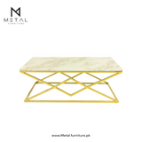 Designer Center Table for Living Room – Modern Elegance with Wooden Marble Texture Top