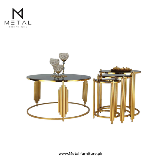 luxury Center +  round Nesting Table Set (3 Pcs)