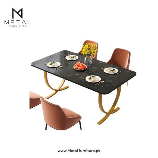 Modern Black Marble Dining Table