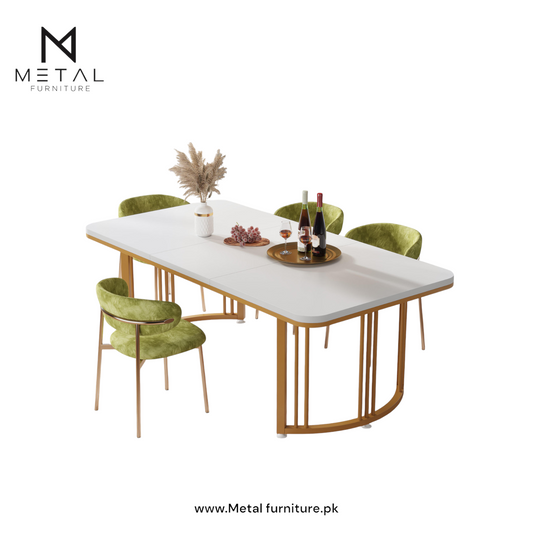 2025 Modern White & Gold Dining Table