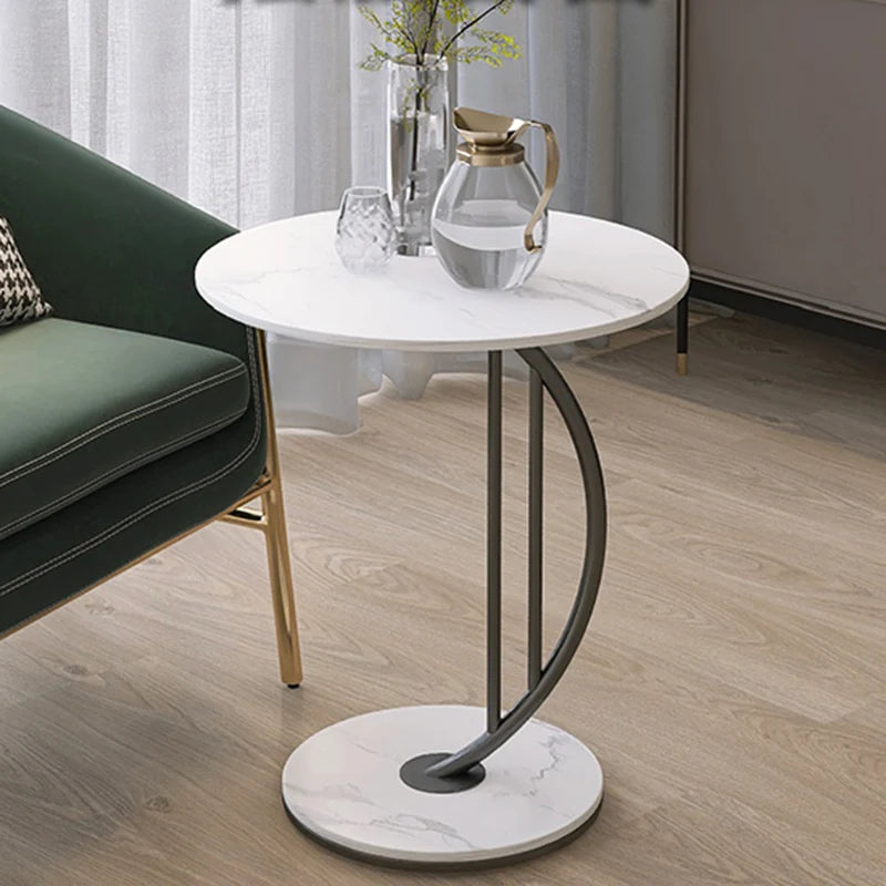 Premium Luxury Marble Texture Coffee Tables Living Room Side Table - Metal Furniture