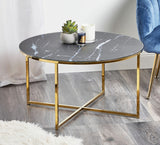 X Based Round Center Table 30" Diameter Luxury Look Style