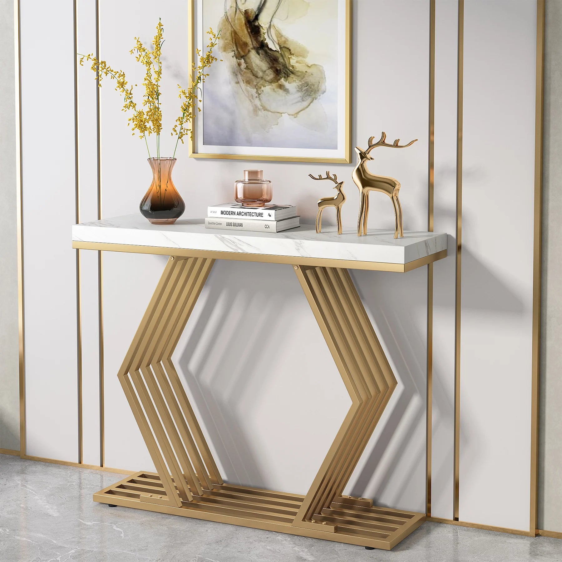 Tribe Designs Console Table – Gold Finish | Metal Furniture