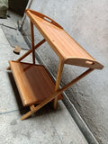 Beach Wood Double Top Folding Table Tea Serving Table