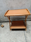 Beach Wood Double Top Folding Table Tea Serving Table