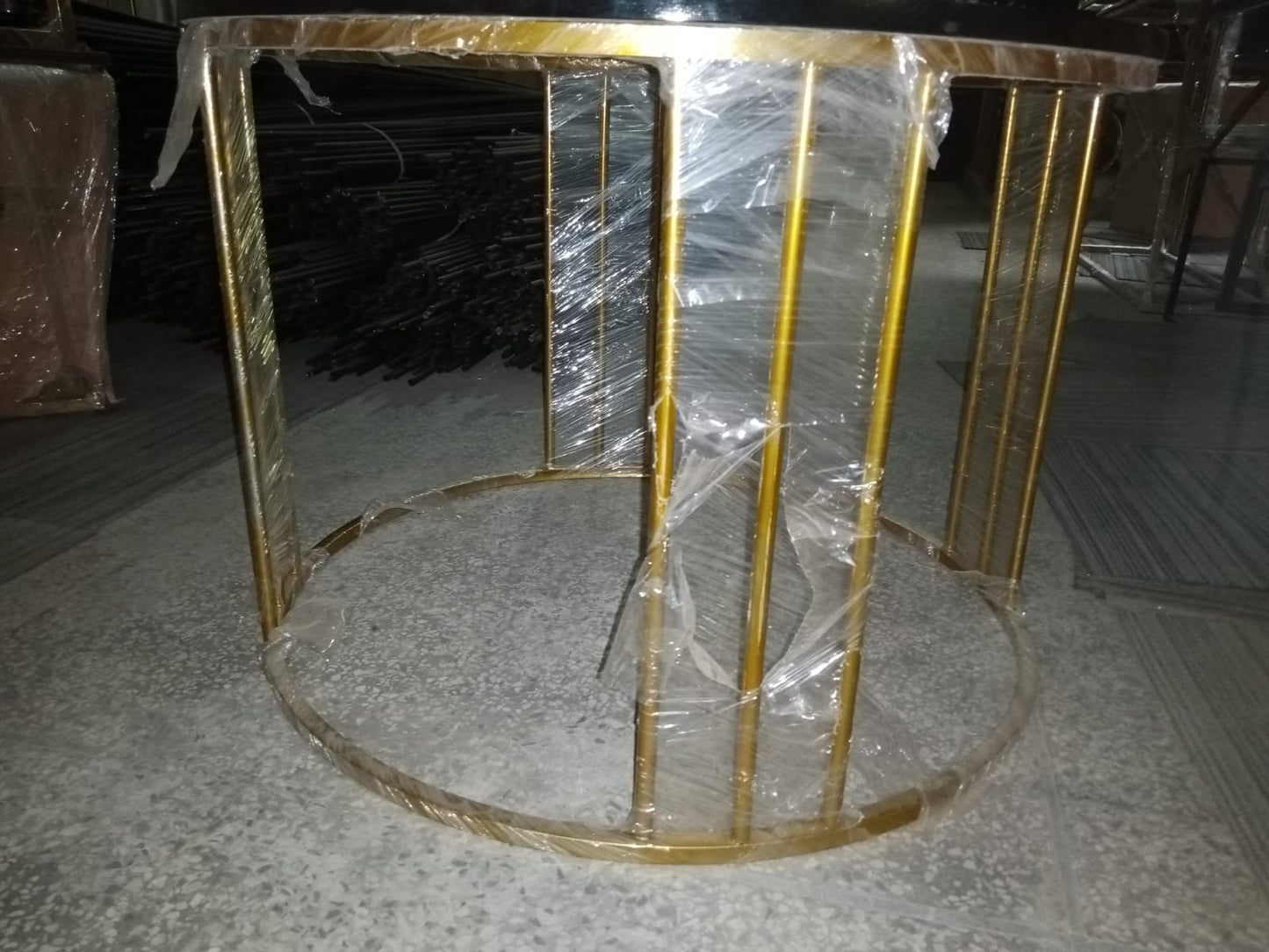 Round Shape Rode Based Center Table Gold Paint Finish
