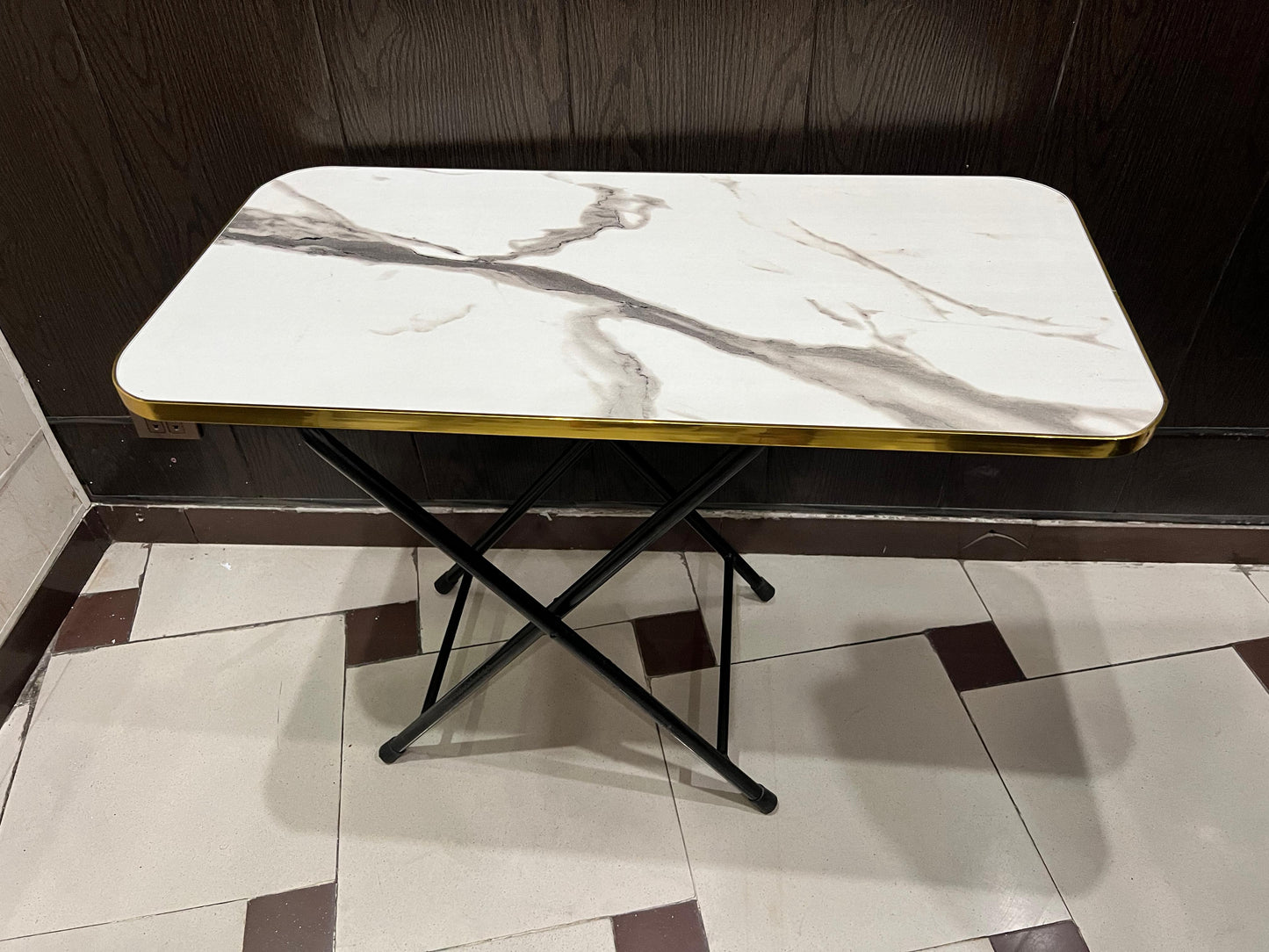 Wooden Folding Dining Table With Metal Legs Study Table
