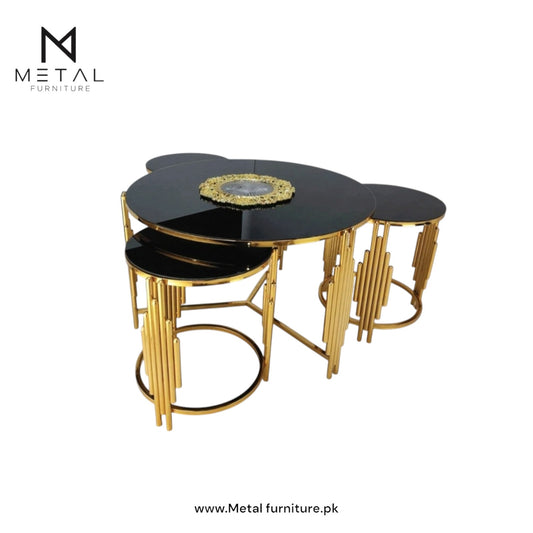 C4 Metal Frame Center Table with Luxury Nesting Table Set - Metal Furniture

