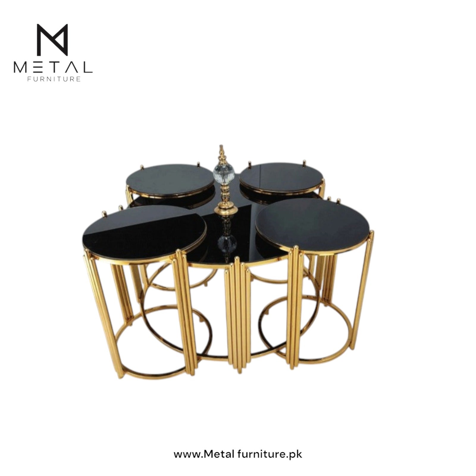 4 Rod Metal Frame Unique Center Table - Metal Furniture