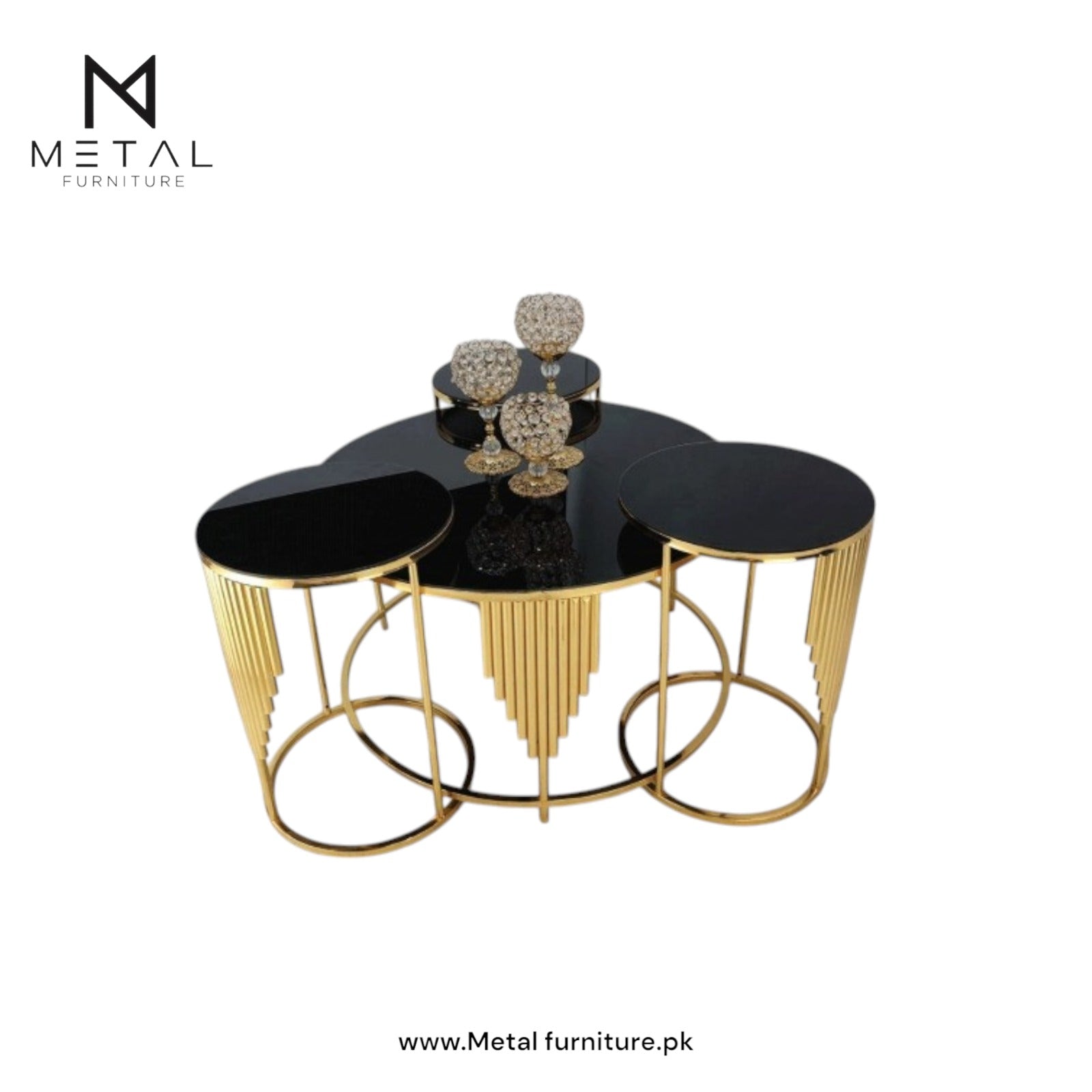 Metal Frame Center Table with Elegant Nesting Table - Metal Furniture
