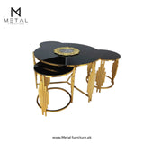 C4 metal frame center table with luxury design set of nesting table