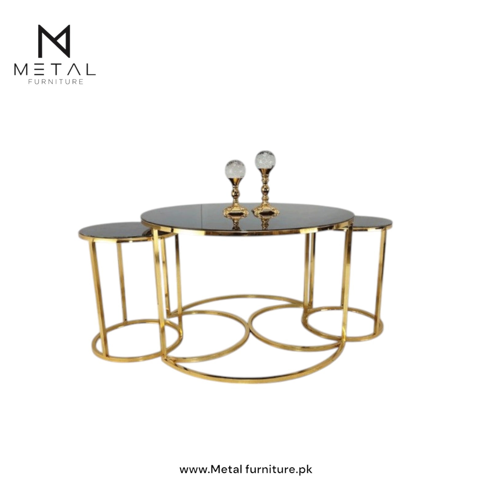 Single X Base Center Table with Nesting Table Set - Metal Furniture