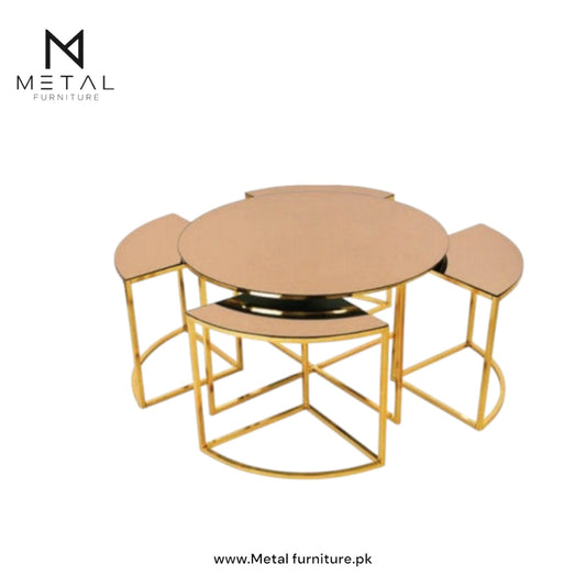 Radiant Curve Center Table with Nesting Table Set - Metal Furniture