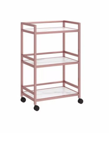 Multi-Purpose Trolley with Elegant Marble Texture Shelves – Stylish & Functional Storage on Wheels - Metal Furniture