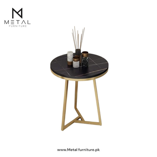 Round metal coffee table by Metal Furniture, mid-century style, ideal as a sofa or side table for living room or bedroom.