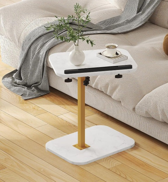 C Shaped Side End Tables for Living Room, Bedroom, Bedside Adjustable Height