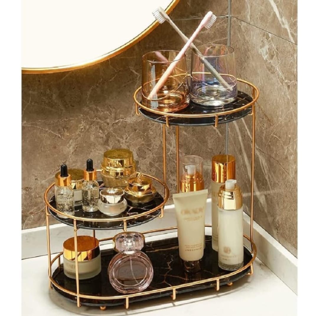 Modern 3 Tier Shelf Makeup Organizer Cosmatic Storage Rack Metal Quality