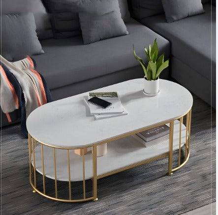 2 Shelf Oval Shape Center Table Rode Based Elegent Look And Modern Desion