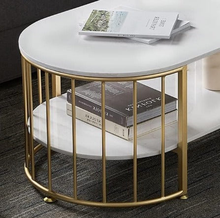 2 Shelf Oval Shape Center Table Rode Based Elegent Look And Modern Desion