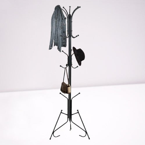 Strong Metal Coat & Bag Stand with Multiple Hooks – Space-Saving Multi-Purpose Organizer for Clothes, Hats, Scarves & Umbrellas