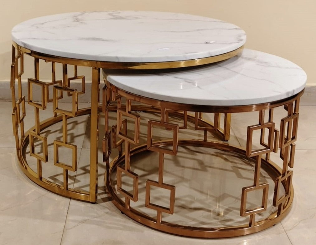 Luxury Round Center Tables - Gold Design Coffee Table Set for Living Room | Metal Furniture