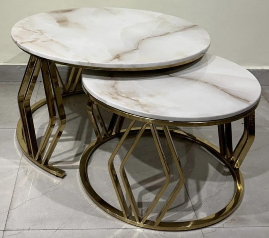 Golden Metal Center Table Set - Modern Luxury Coffee Tables for Living Room | Metal Furniture